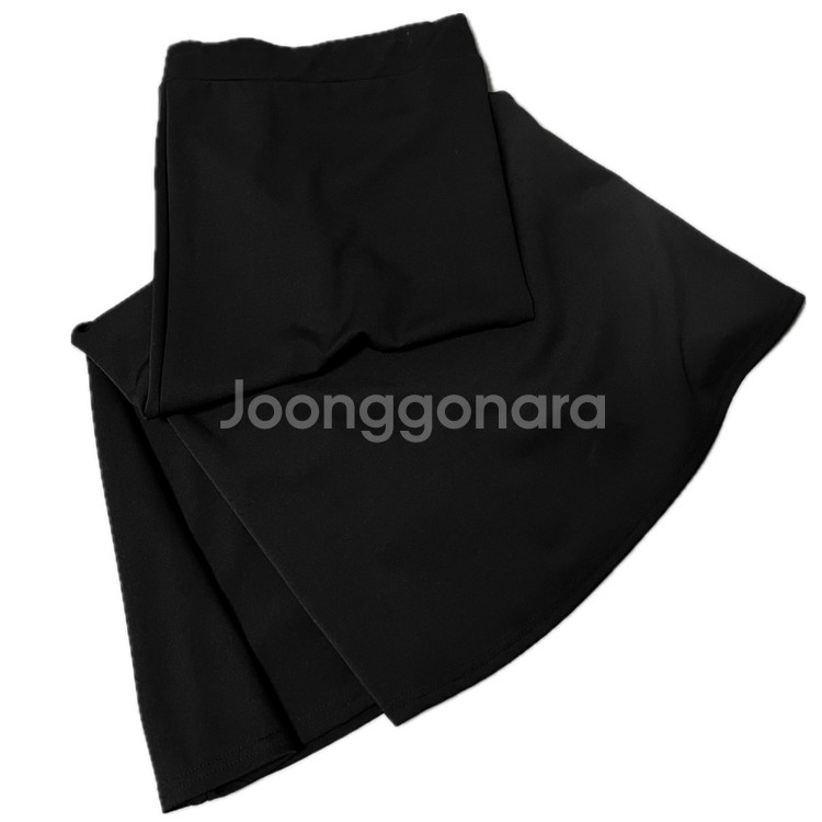 에이블리 쫀득 스판 프릴 머메이드 롱 스커트 블랙--1