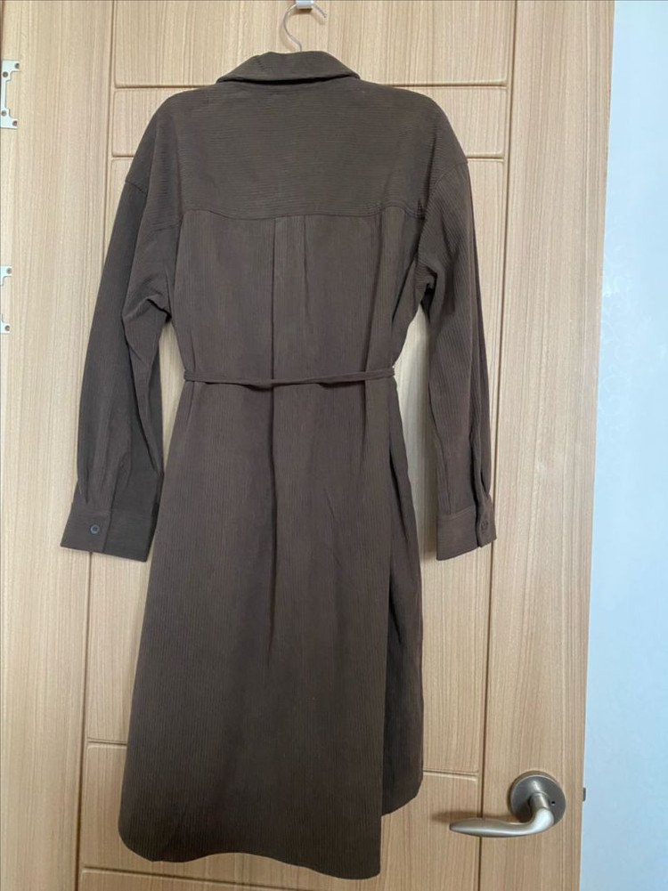 폴햄 코듀로이 셔츠 원피스 브라운 XS (77사이즈, 임부복 가능)--1