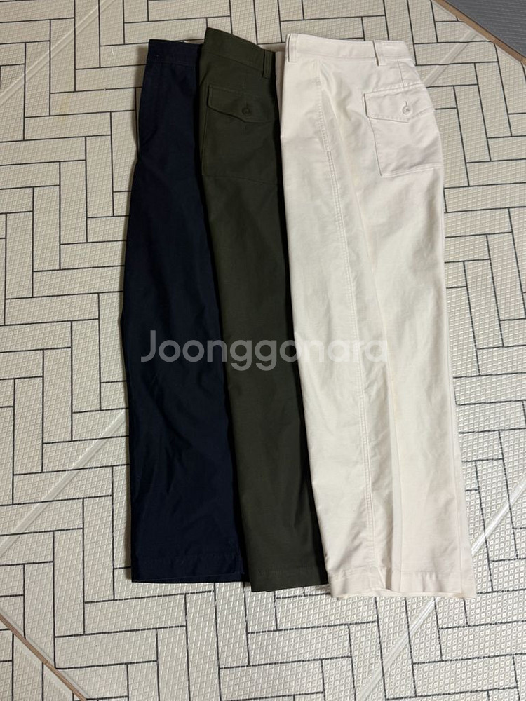 유니클로 저지 배럴레그 팬츠 네이비/카키/오프 화이트 XL--1
