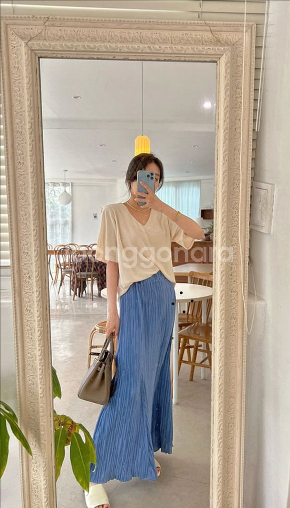 리리앤코 노먼드 밴딩 머메이드 플리츠 롱 스커트 프리사이즈 빅사이즈--2