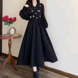 플라워 자수 스웨이드 원피스 L 66