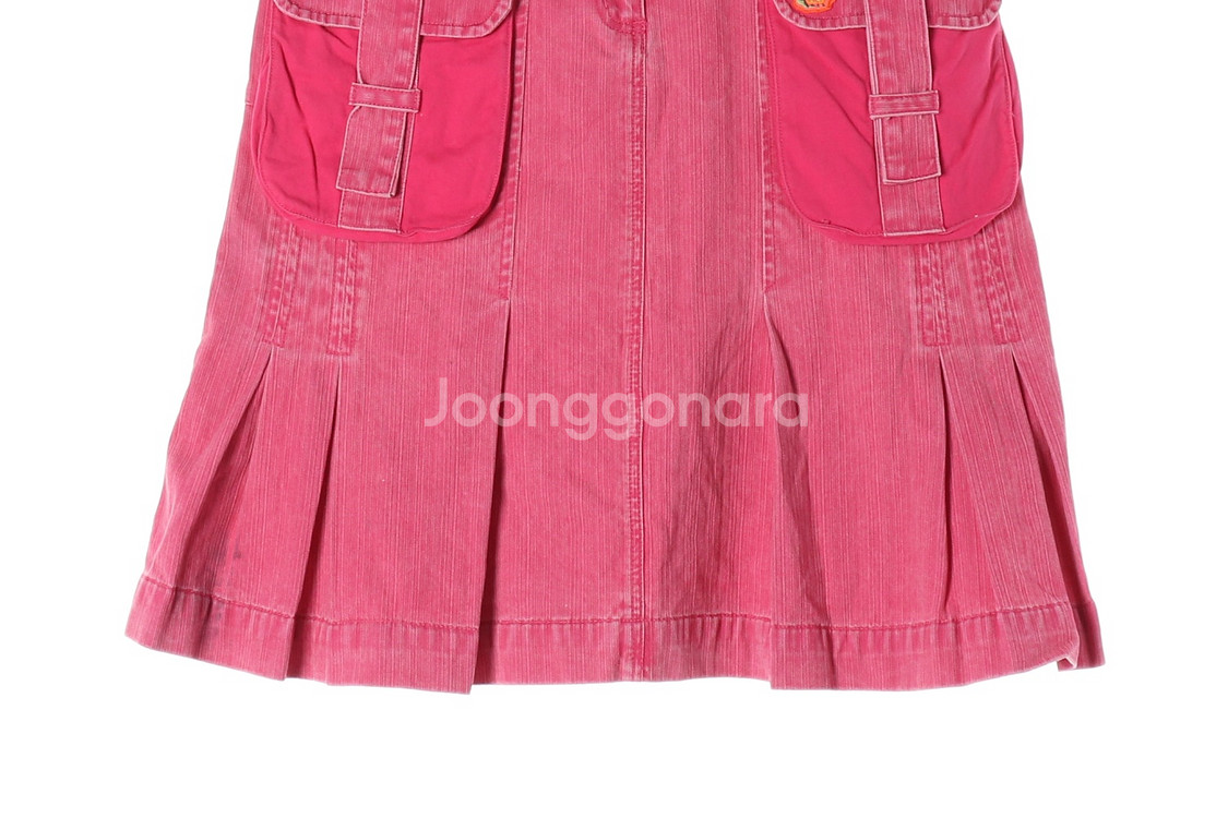 [L]오일릴리 핫핑크 카고 포켓 플리츠 미디 데님 스커트 청치마--3