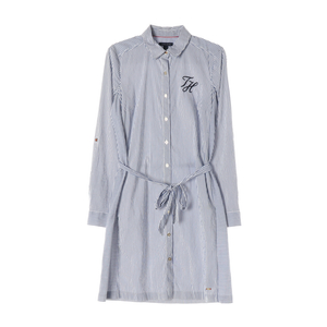 [S]타미힐피거 블루 스트라이프 롤업 소매 셔츠원피스