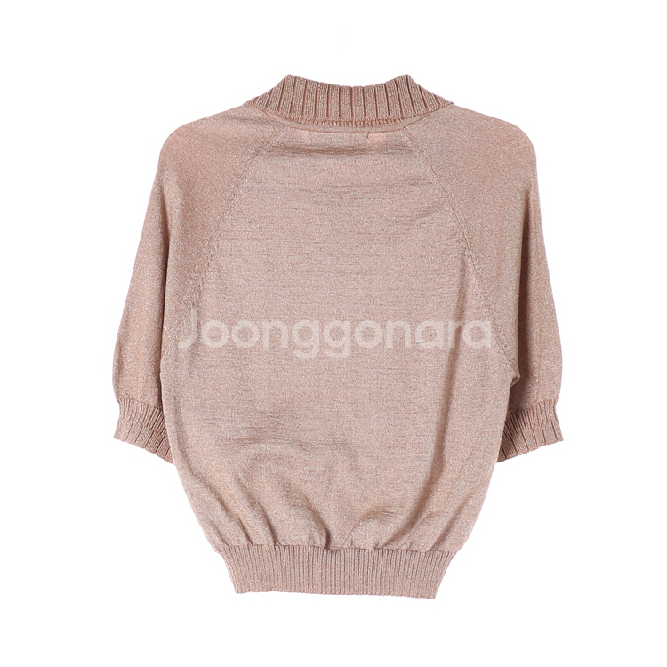 [S]칼 라거펠트 베이지 로즈골브 반팔 니트 스웨터--1