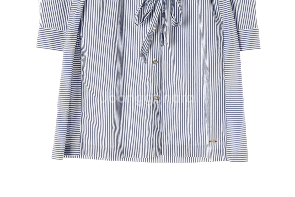 [S]타미힐피거 블루 스트라이프 롤업 소매 셔츠원피스--4