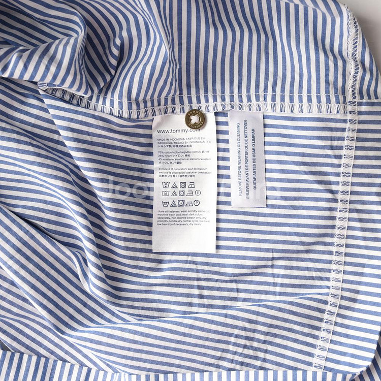 [S]타미힐피거 블루 스트라이프 롤업 소매 셔츠원피스--6