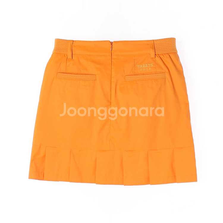 [S]헤지스 골프 오렌지 플리츠 미니 스커트 치마--1