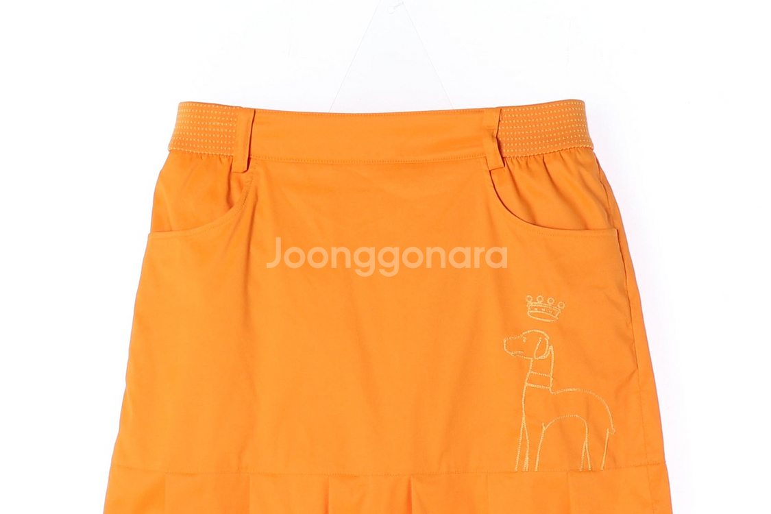 [S]헤지스 골프 오렌지 플리츠 미니 스커트 치마--2