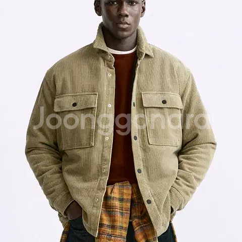 L) 자라 코듀로이 퀄팅 오버셔츠 셔츠형자켓 dnwr 1063 400--1