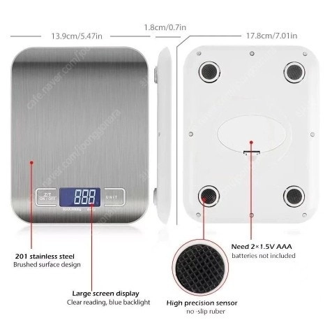 전자저울 10KG usb 충전겸용 주방 저울 스테인레스 (새제품+무료배송) 이미지