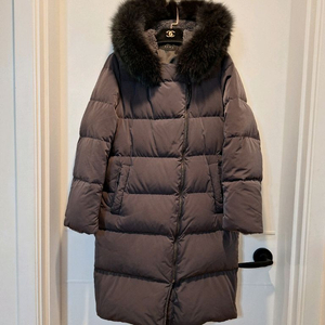 시슬리 여성 다운 폭스퍼 롱패딩 차콜