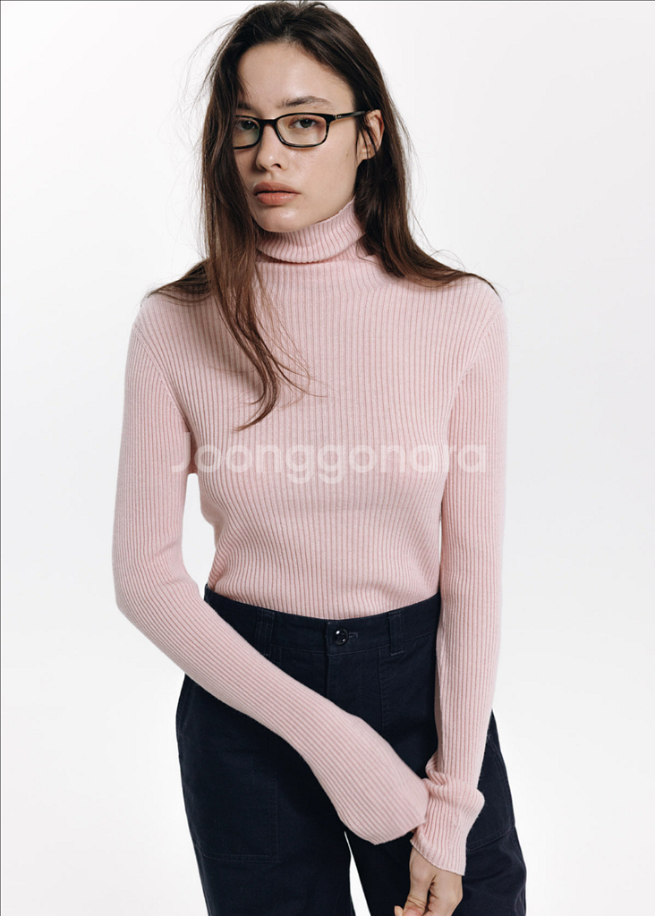 haag 헤이그 a classic turtle neckpink 클래식 터틀넥 니트 몰폴라니트--0