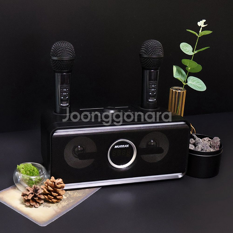 머레이 휴대용 노래방 기계 블루투스 스피커 마이크 기기 휴대용 가정용 캠핑용 LED 미러볼 세트--1