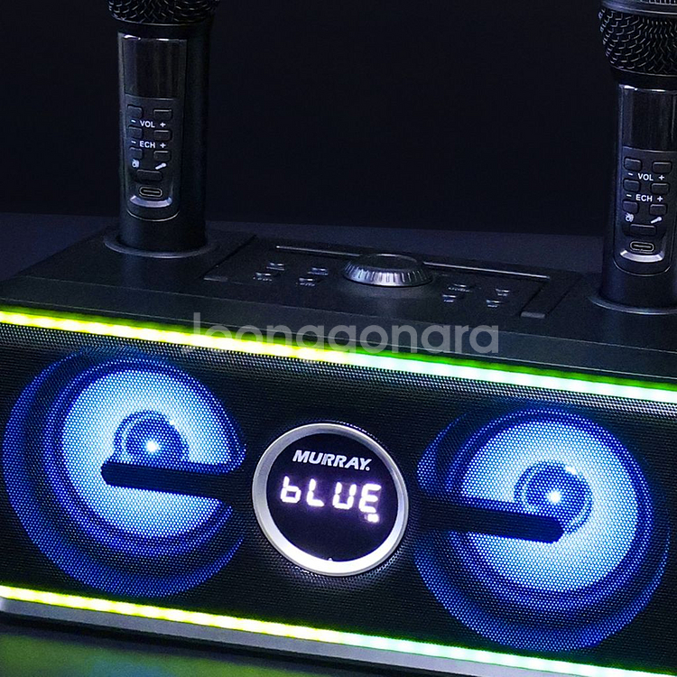 머레이 휴대용 노래방 기계 블루투스 스피커 마이크 기기 휴대용 가정용 캠핑용 LED 미러볼 세트--2