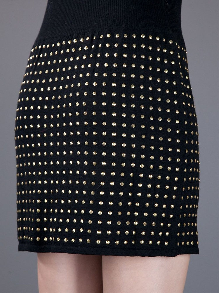 PIERRE BALMAIN GOLD Stud miniskirt--3