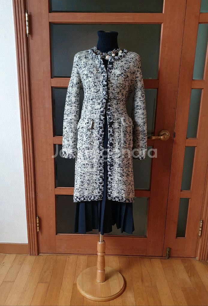 (새제품)트위드 니트자켓+골지니트원피스--0