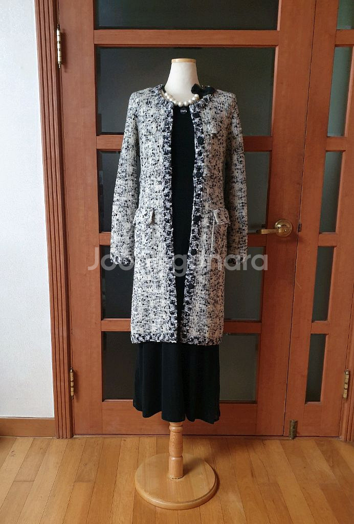 (새제품)트위드 니트자켓+골지니트원피스--2