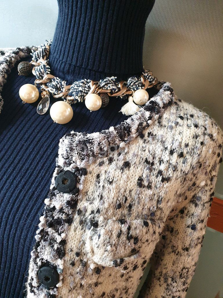 (새제품)트위드 니트자켓+골지니트원피스--9