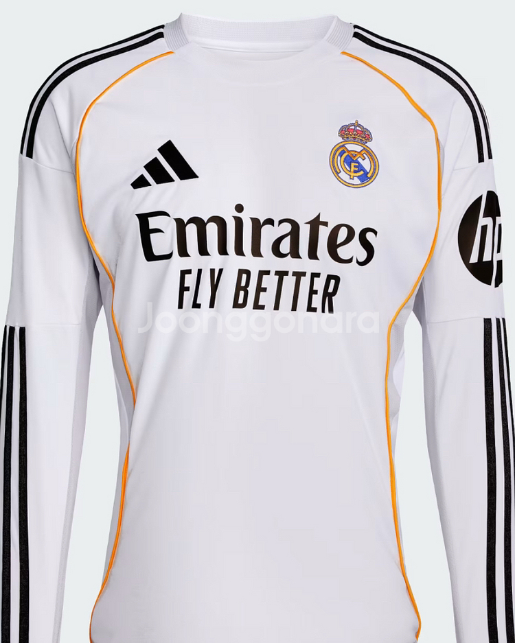 레알 마드리드 25/26 긴팔 홈 저지 아디다스 축구 유니폼 레플리카--1