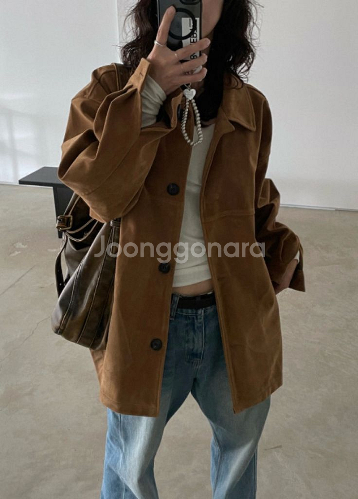 마지막가격)브라운 스웨이드자켓 돈피 헤르쯔 라룸 매니크--1