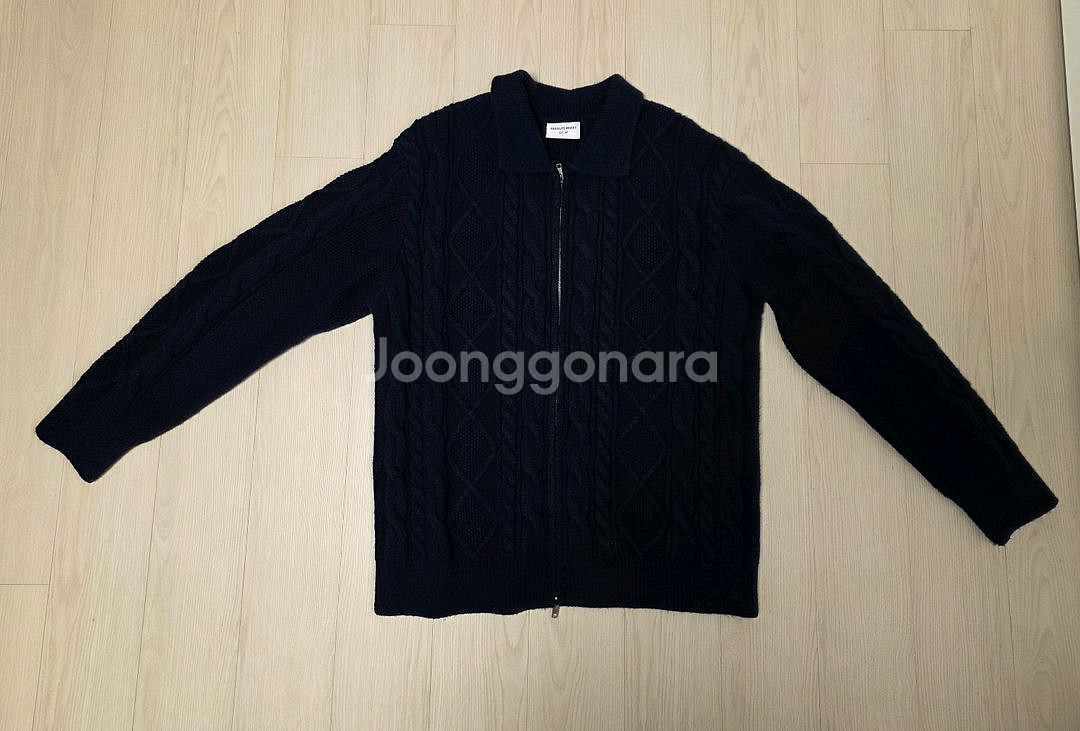 굿라이프웍스 카라 케이블 니트 집업 네이비 L--2