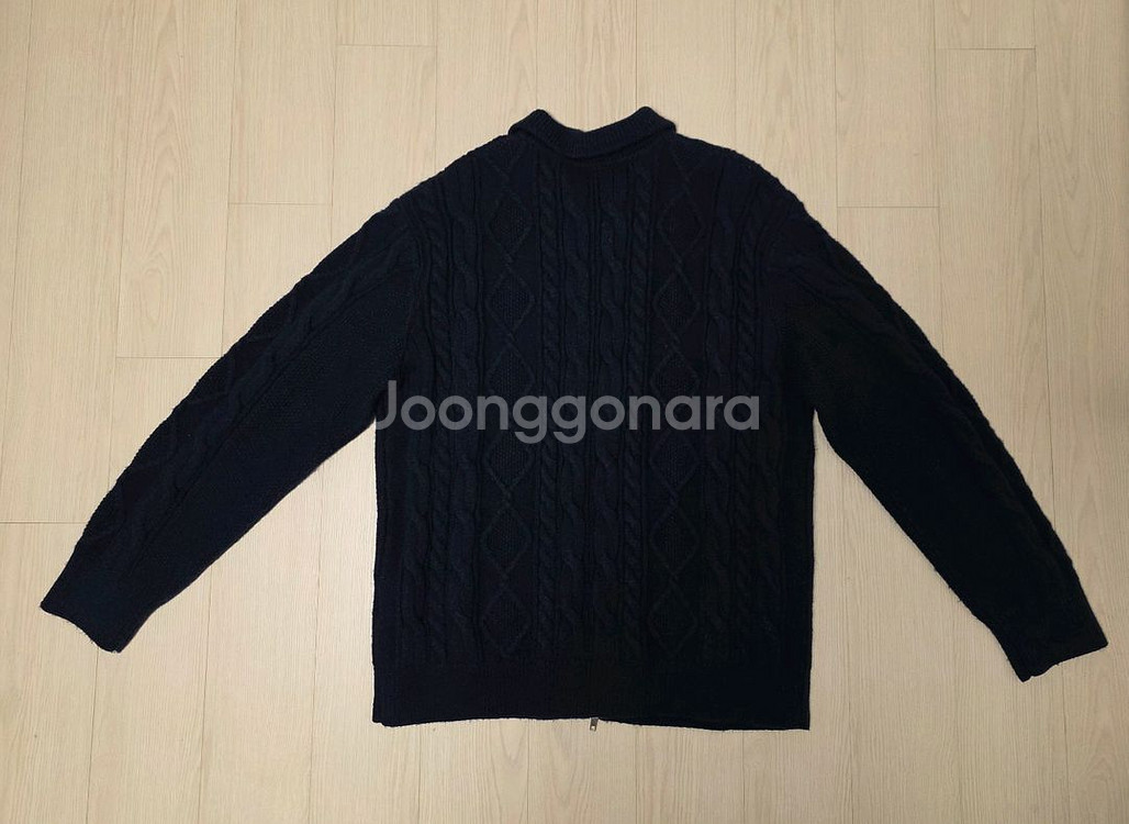 굿라이프웍스 카라 케이블 니트 집업 네이비 L--3