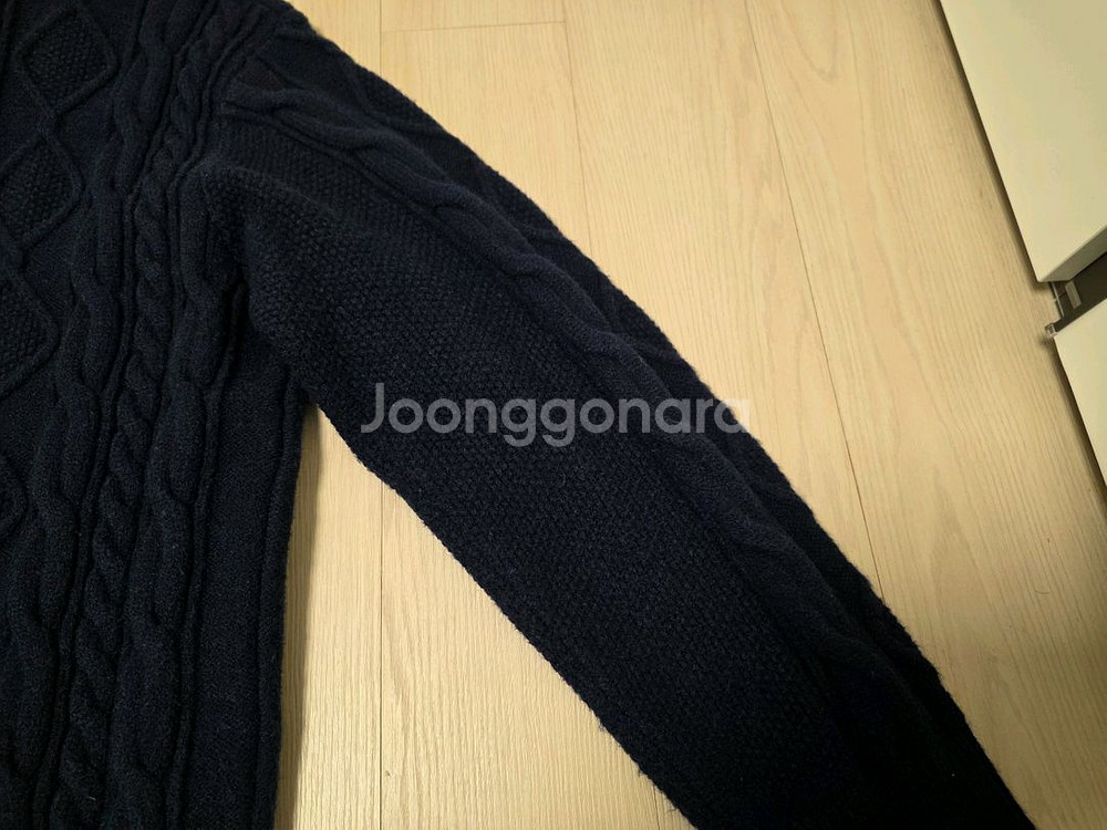 굿라이프웍스 카라 케이블 니트 집업 네이비 L--4