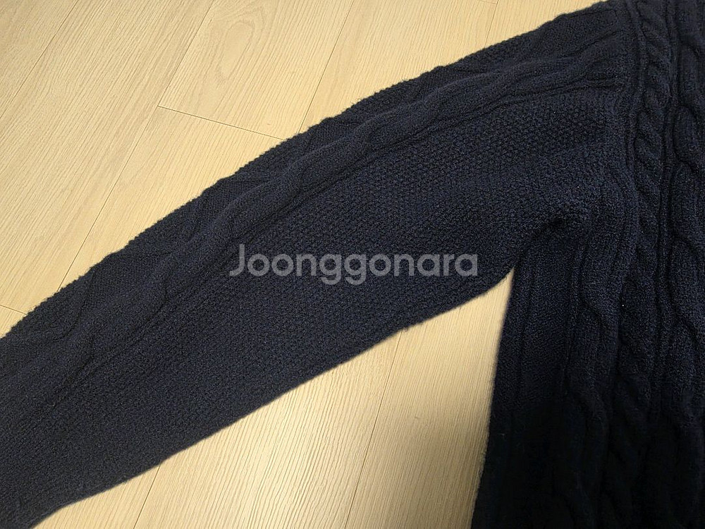 굿라이프웍스 카라 케이블 니트 집업 네이비 L--5