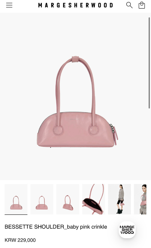 [새상품] 마지셔우드 베셋 숄더백 베이비핑크 / 정가22만9천--7