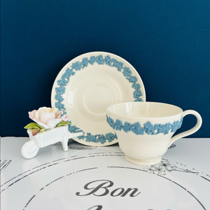 빈티지 웨지우드 퀸즈웨어 라벤더 온 크림 찻잔세트