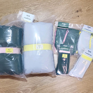 (1세트할인판매) 스타벅스 프리퀀시 MSGM 블랭킷 담요 그린 스카이블루 새상품 미개봉 6종 세트 이미지