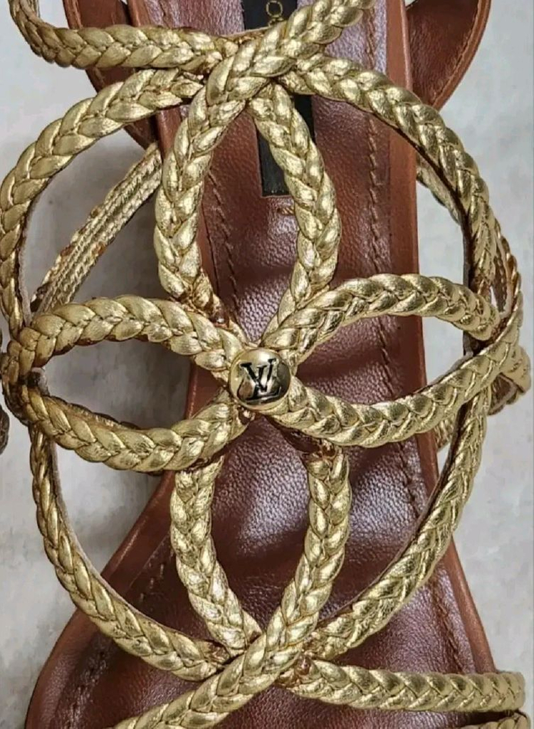 정품 루이비통 로프 로고 웨지샌들38/240굽)--7