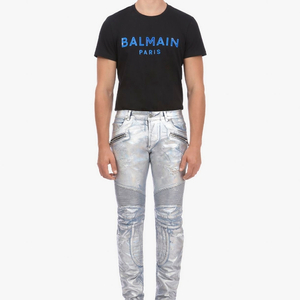 발망 라미네이트 코팅 바이커진 데님팬츠 청바지 이미지