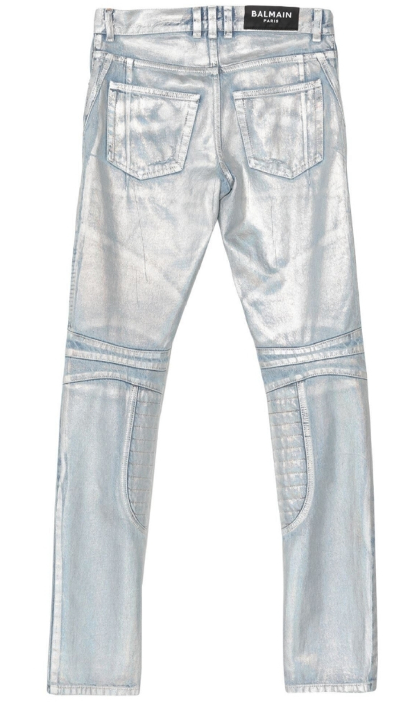 발망 라미네이트 코팅 바이커진 데님팬츠 청바지 이미지