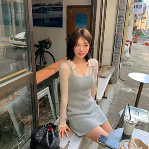 소버샵 코지 니트 원피스 그레이, 시어티 베이지 세트