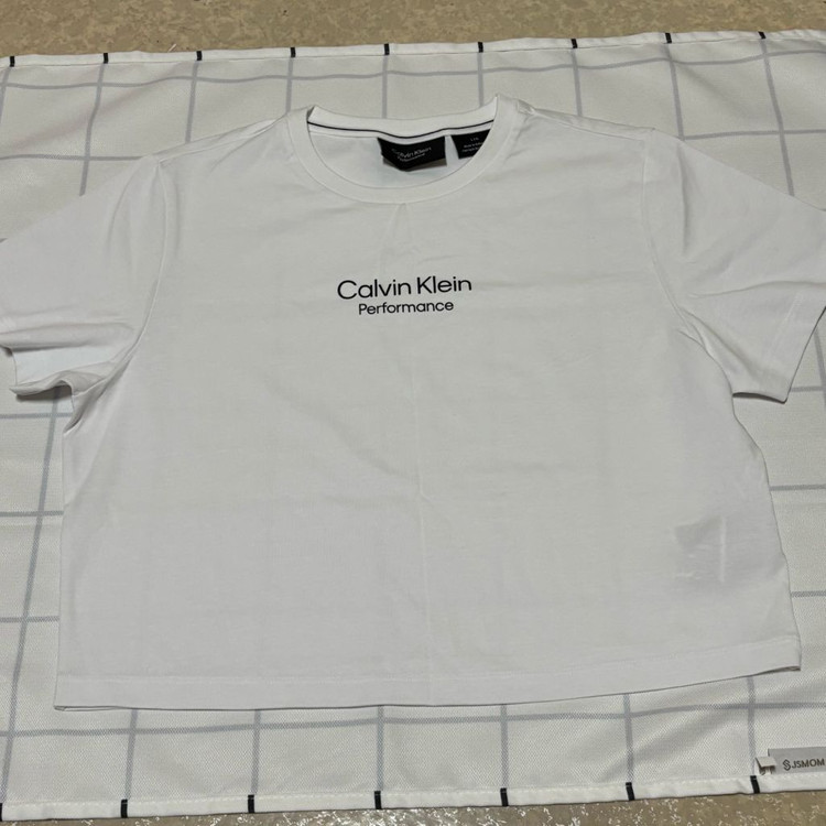 캘빈클라인 퍼포먼스 흰색 크롭 반팔티--1