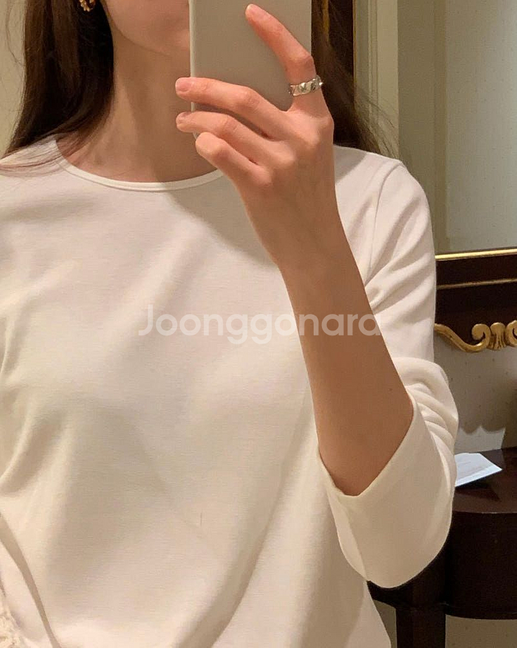 온스 기모 라운드 티셔츠 긴팔--1