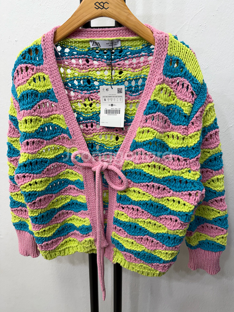 새제품) 자라 컬러풀 크로셰 니트 가디건 S--2