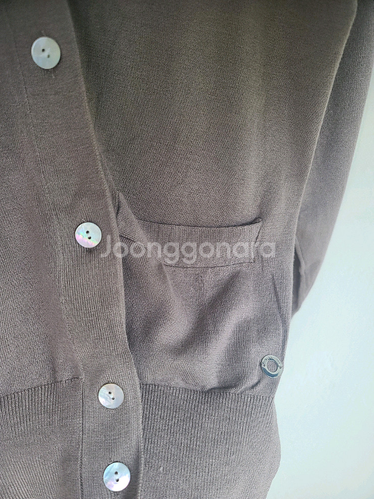 새상품) 여성 브라운 브이넥 긴팔 포켓 가디건 L ~66--2