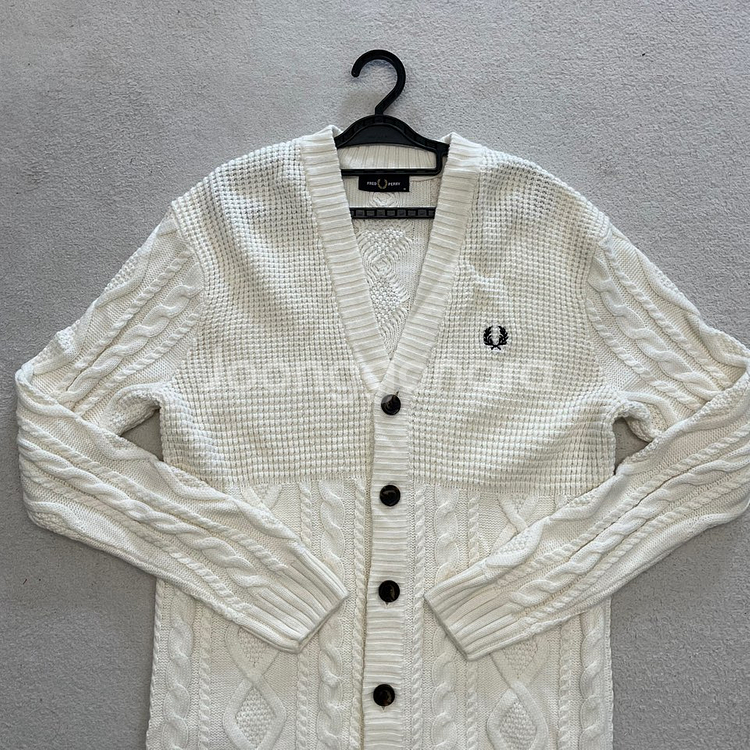 프레드페리 신형 텍스처 패널 가디건 100 폴로--1