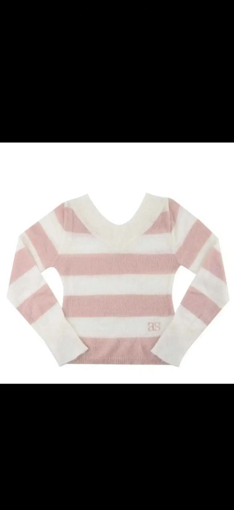 애즈온 포니 스트라이프 니트 핑크 이미지