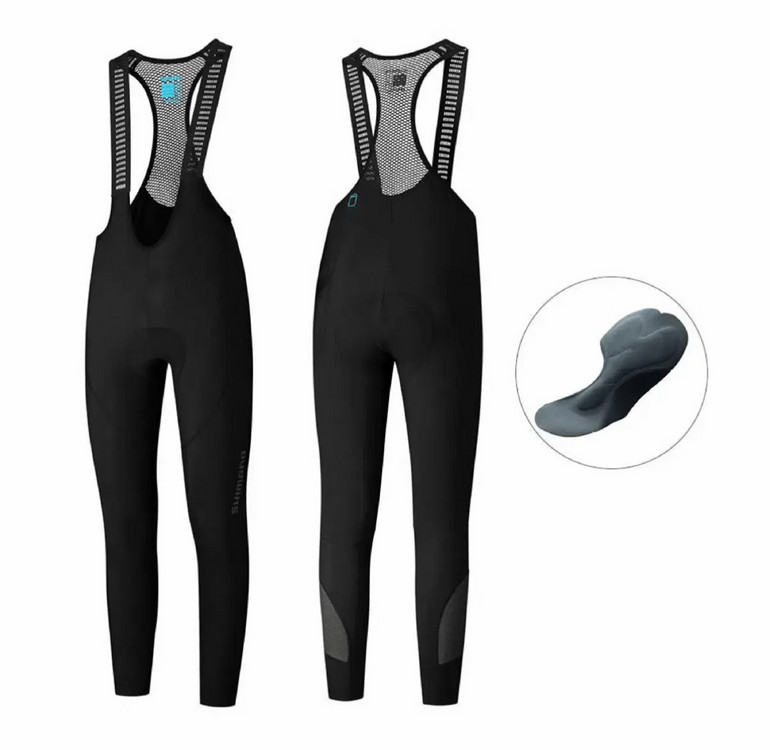 시마노 버텍스 써멀 빕 타이즈 보온 발수 메시 멜빵 자전거 패드바지 이미지