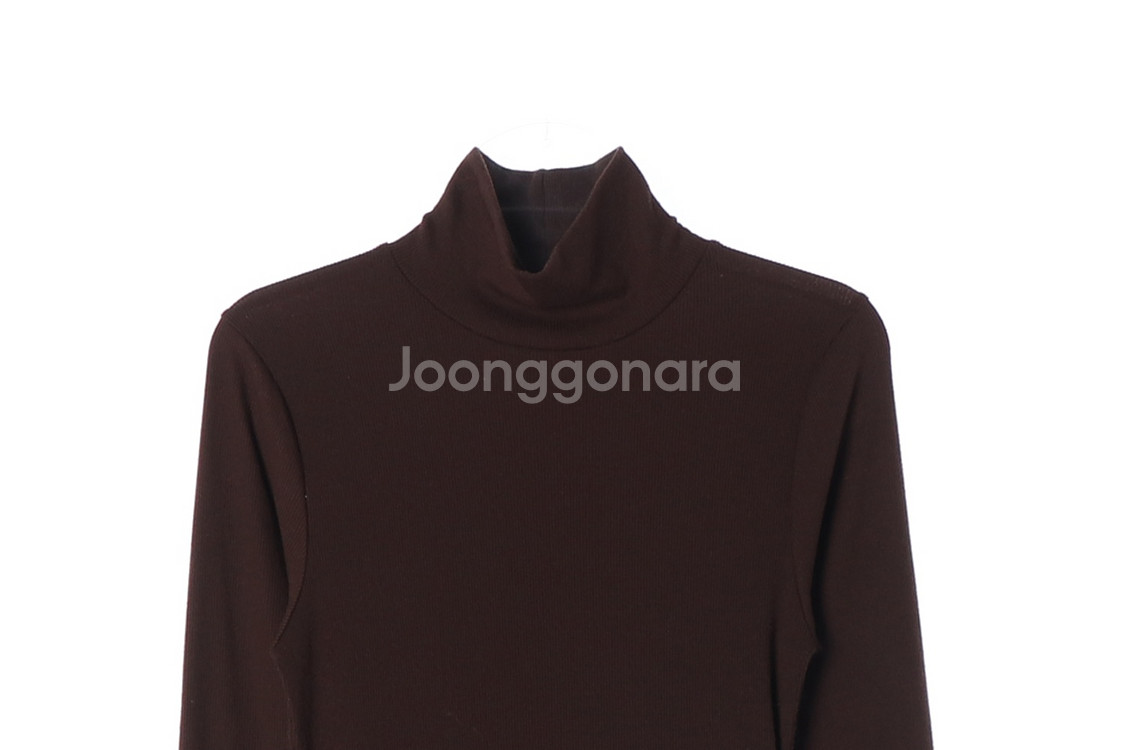 [M]자라 브라운 모크넥 긴팔 롱 원피스 드레스--1