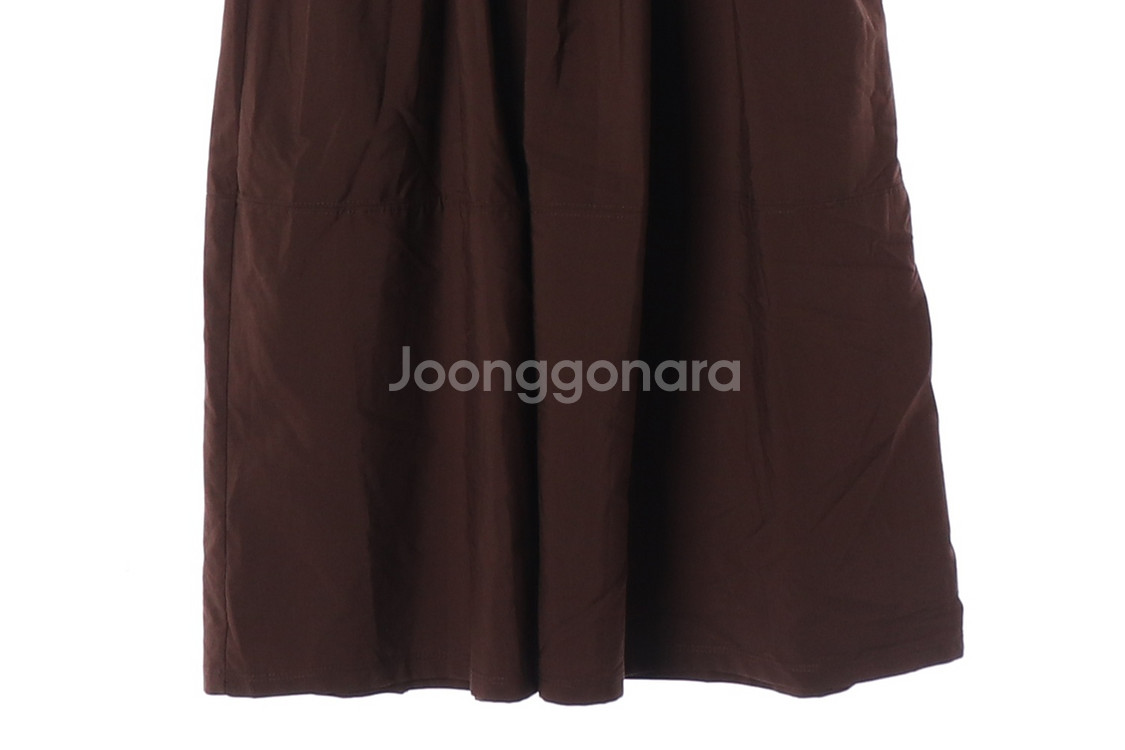 [M]자라 브라운 모크넥 긴팔 롱 원피스 드레스--3