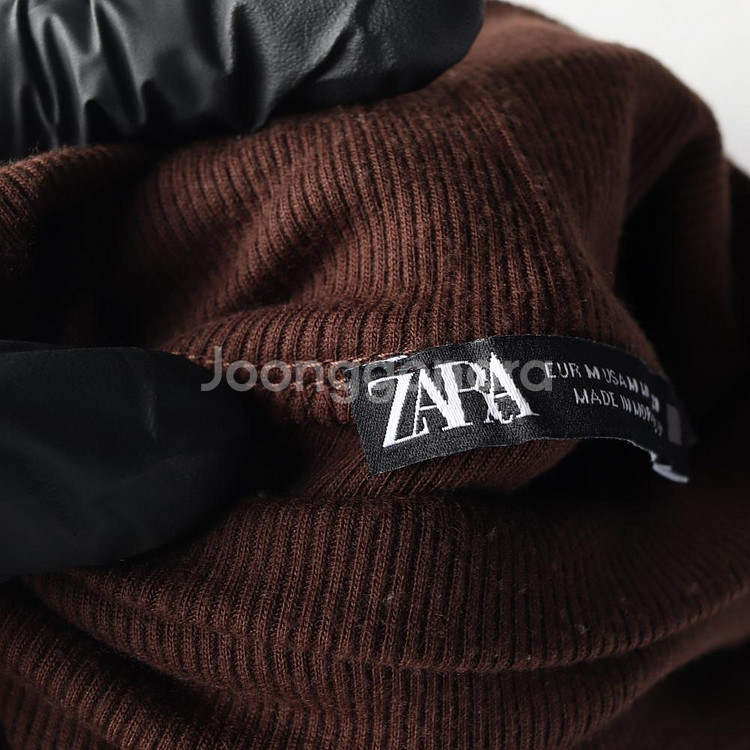 [M]자라 브라운 모크넥 긴팔 롱 원피스 드레스--5