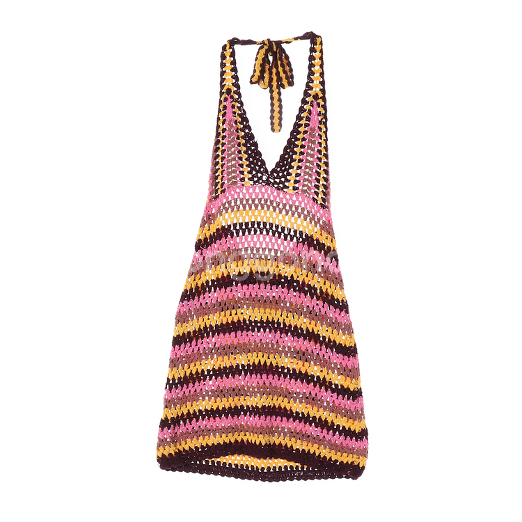 [M]자라 옐로우 핑크 홀터넥 뜨개 니트원피스 휴양지 드레스--0