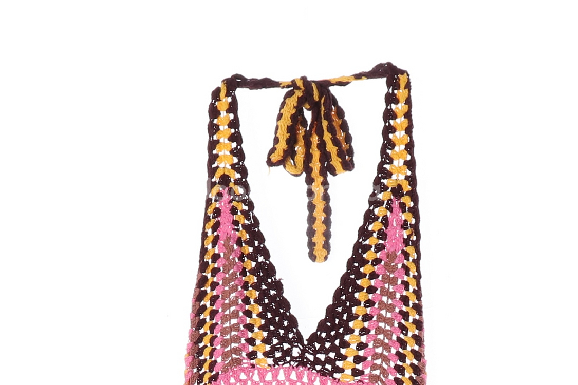 [M]자라 옐로우 핑크 홀터넥 뜨개 니트원피스 휴양지 드레스--1