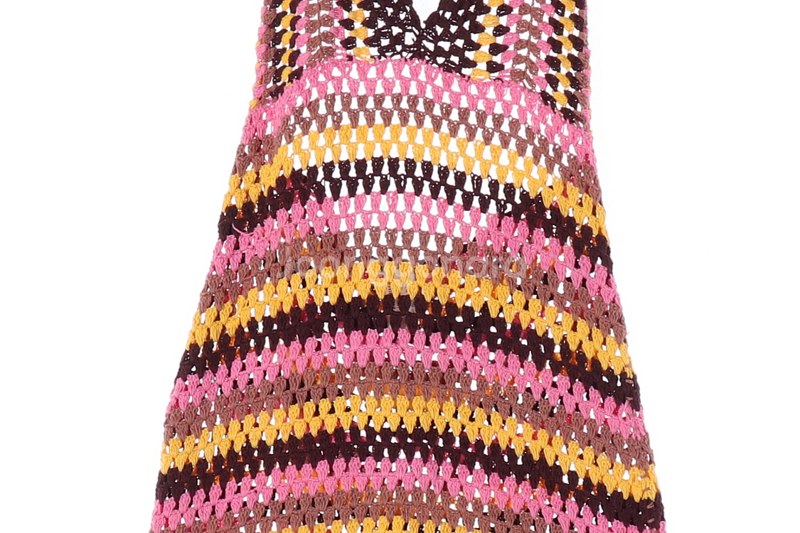 [M]자라 옐로우 핑크 홀터넥 뜨개 니트원피스 휴양지 드레스--2