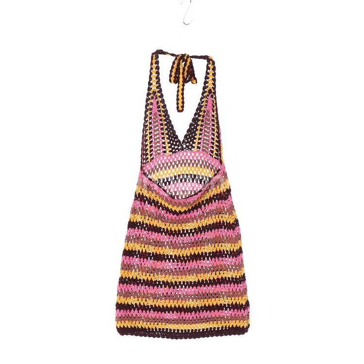 [M]자라 옐로우 핑크 홀터넥 뜨개 니트원피스 휴양지 드레스--4