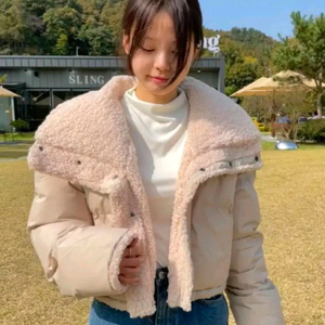 새상품:)리버시블 빅카라 스트링 숏패딩(블랙)